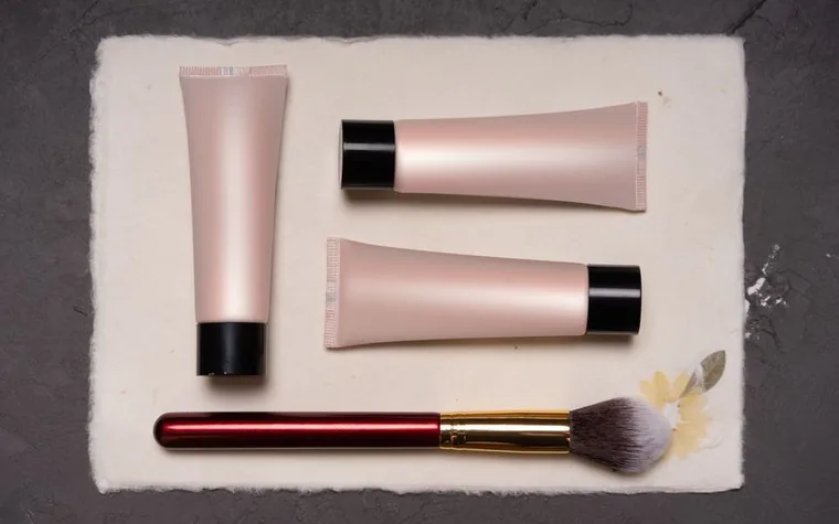 Cosmetic tubes lying on dark paper