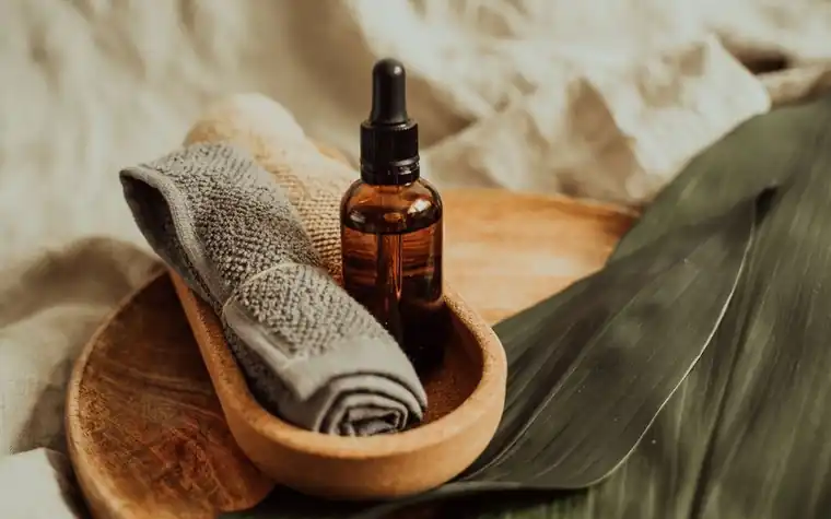 Skincare products arranged on a bathroom counter